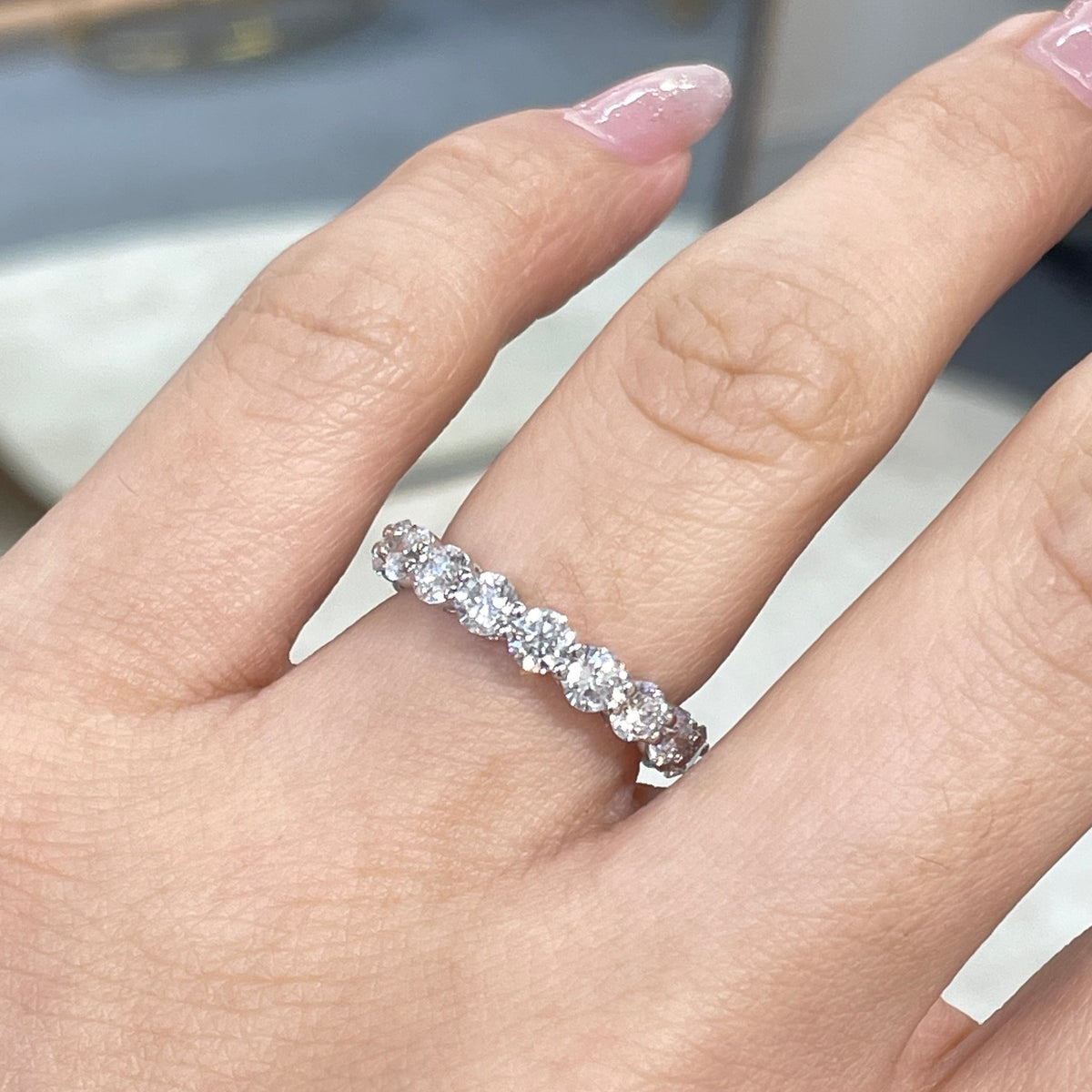 9k Lab diamond round 3ct full eternity ring
