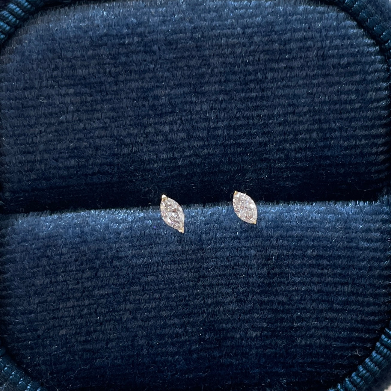 Lab diamond marquise shape 5pt stud earring - each
