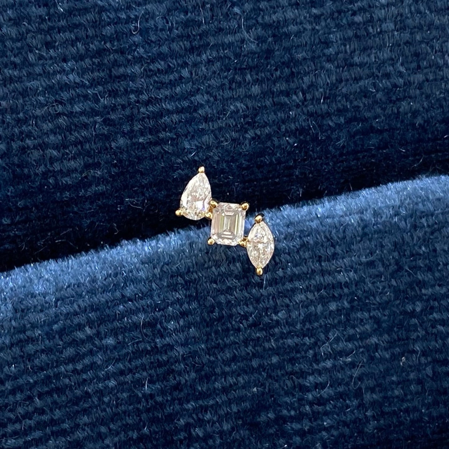Lab diamond fancy trio stud earring-each
