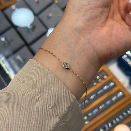 Lab diamond marquise shape 0.4ct bezel bracelet