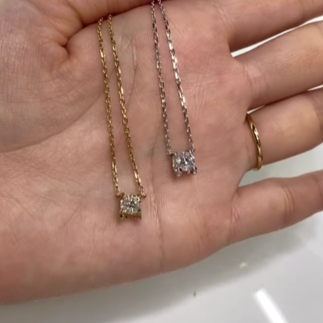 Lab diamond round 0.5ct classic C necklace