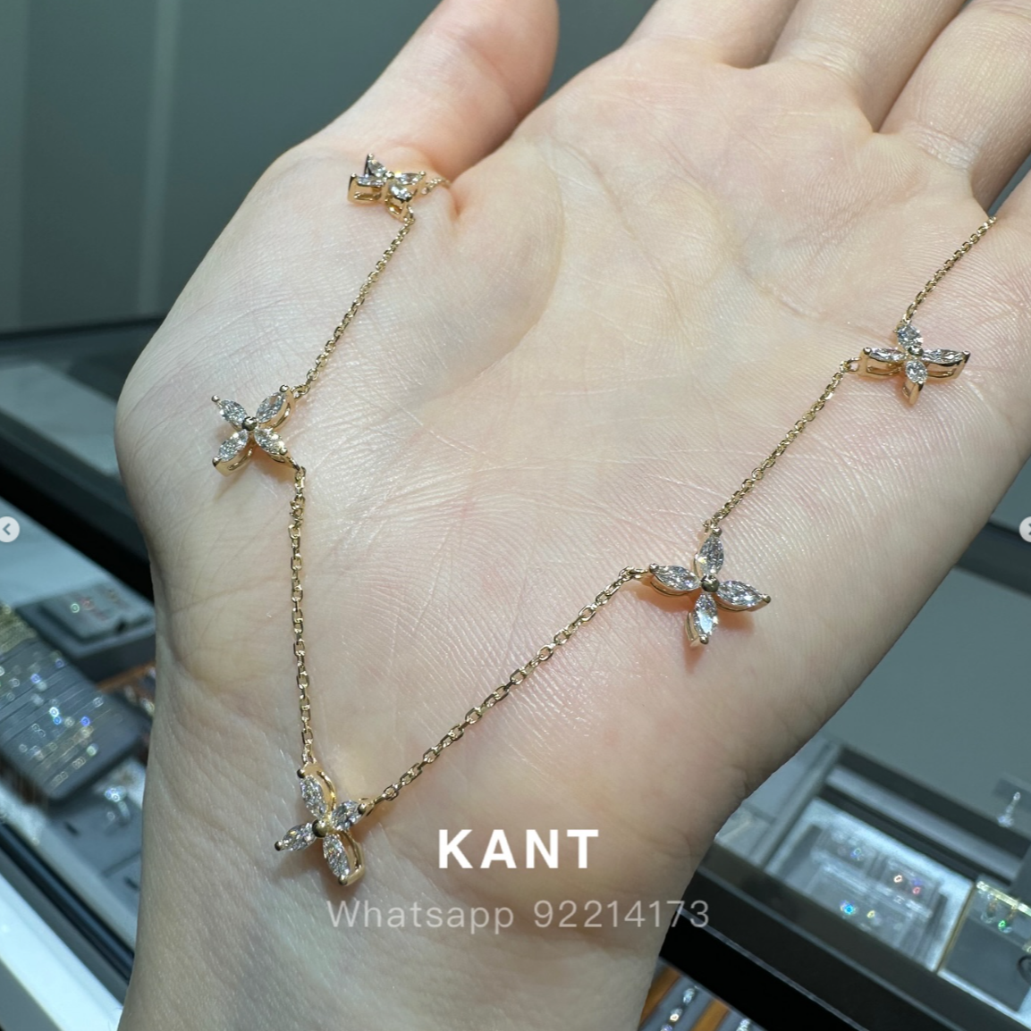 Lab diamond Marquise shape 0.8ct flowers necklace