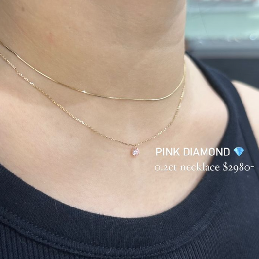 Lab pink diamonds round 0.2ct floating necklace