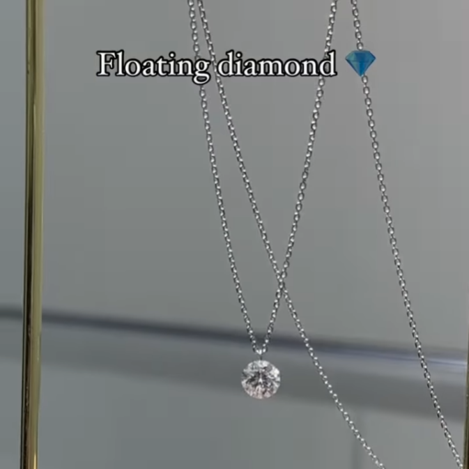 Lab diamond round 0.95ct floating necklace