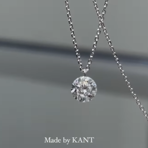 Lab diamond round 0.95ct floating necklace