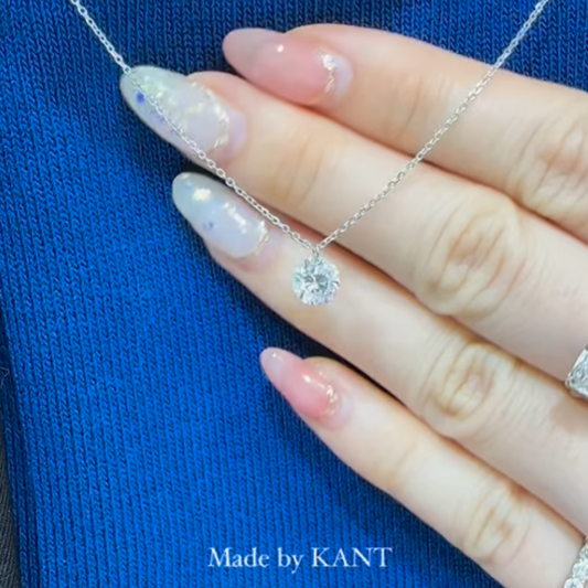 Lab diamond round 0.95ct floating necklace