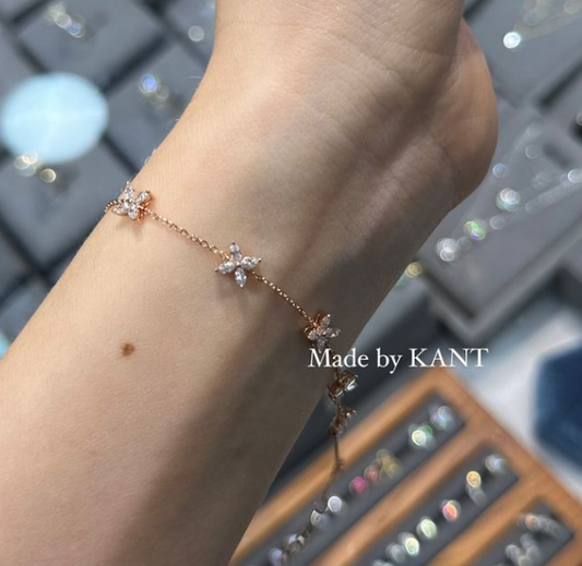 Lab diamond five marquise flowers bracelet