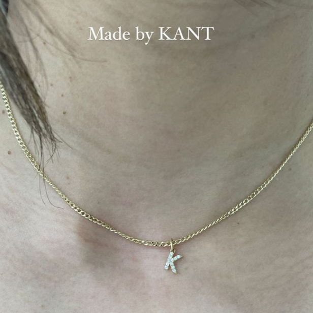 Lab biamond initials pendant with cuban necklace