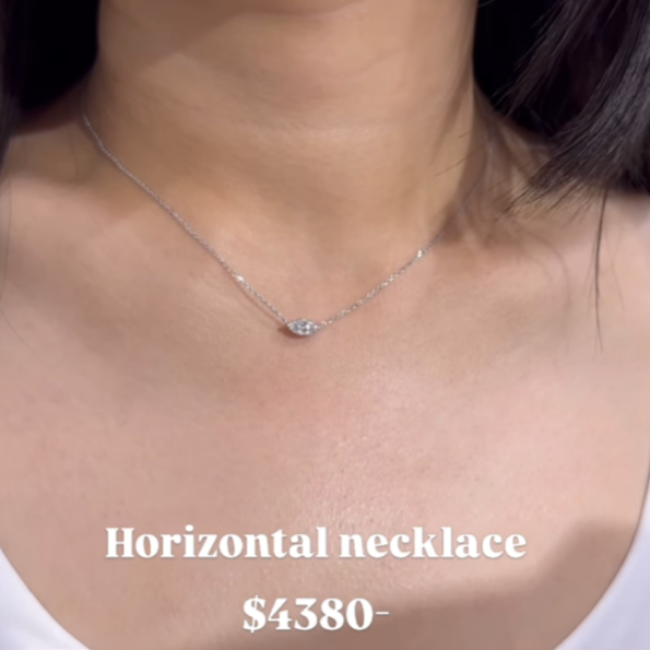 Lab marquise shape 0.5ct horizontal necklace