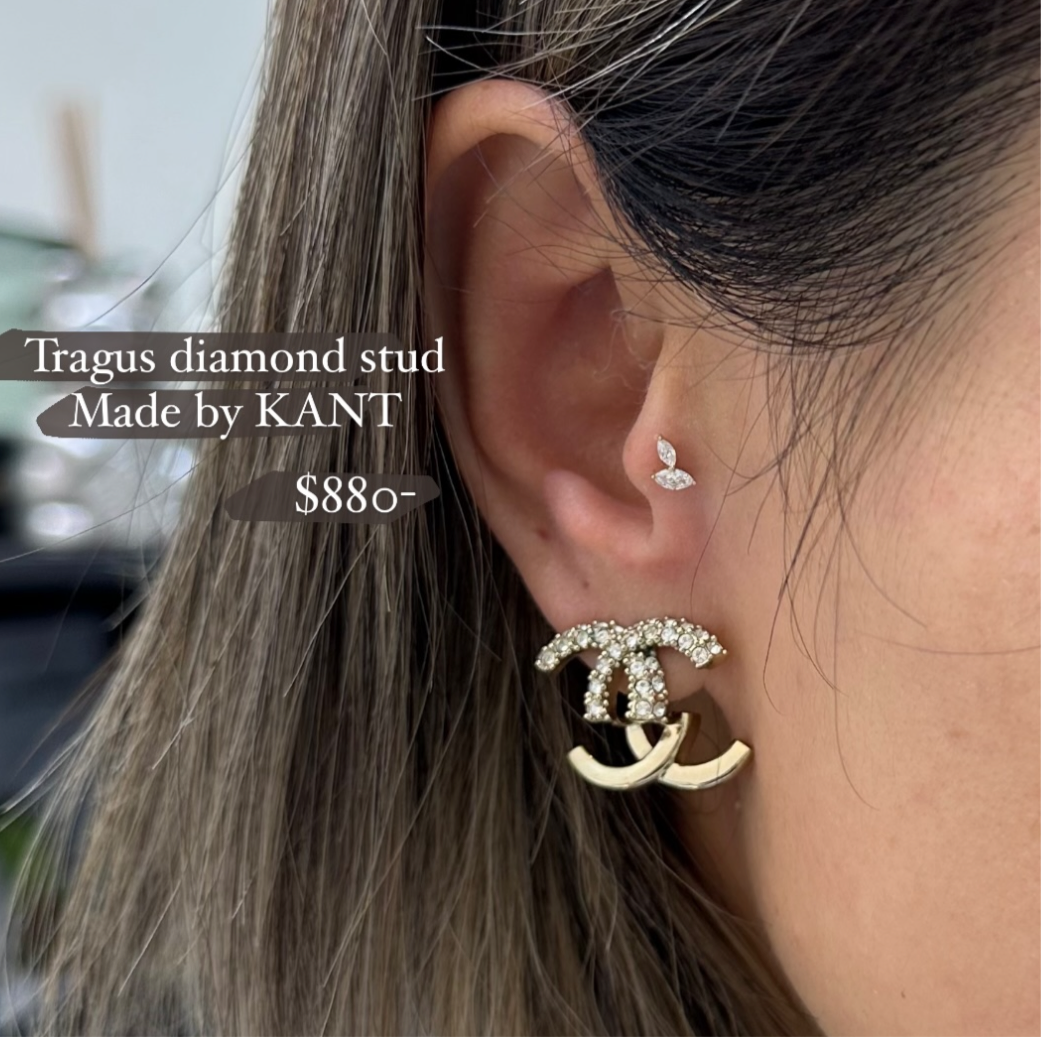 Lab diamond marquise baby fallen leaves stud earring-each