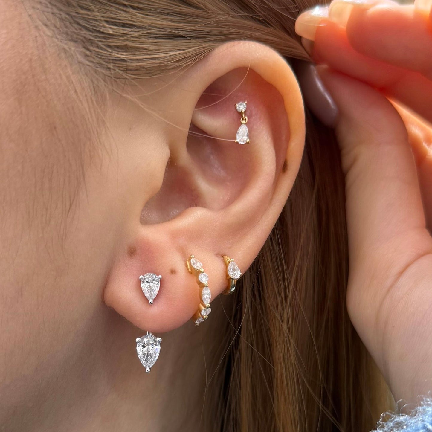 Lab diamond pear with pear L jacket 1.6ct earrings-pair