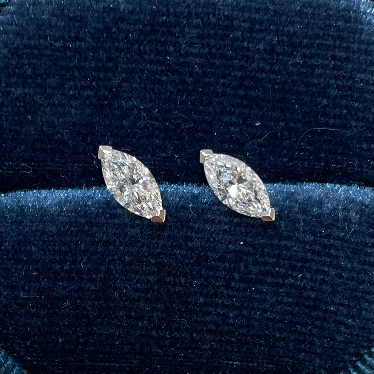 Lab diamond Marquise 1ct stud earrings-pair