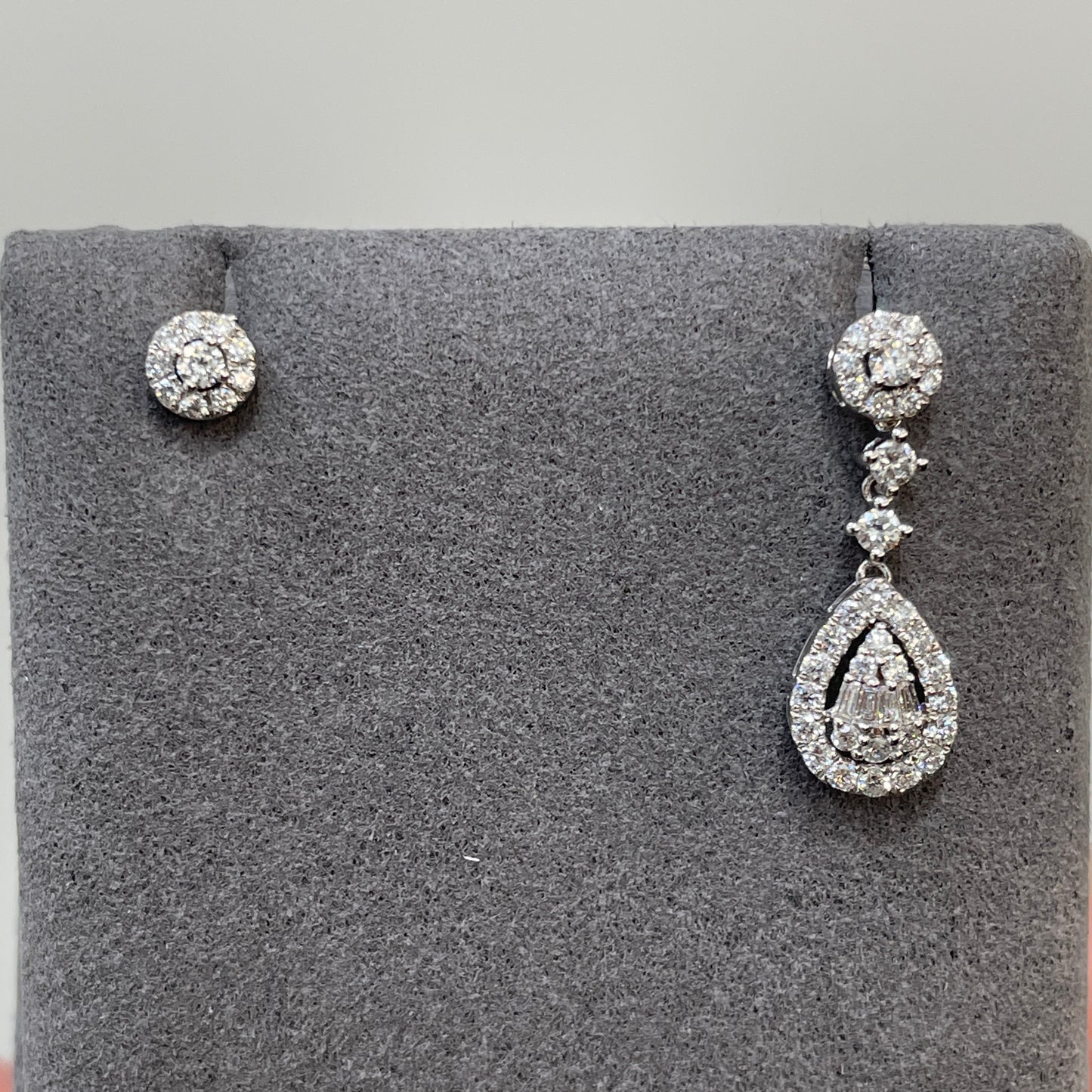 Lab diamond pear shape removable drop earrings-pair