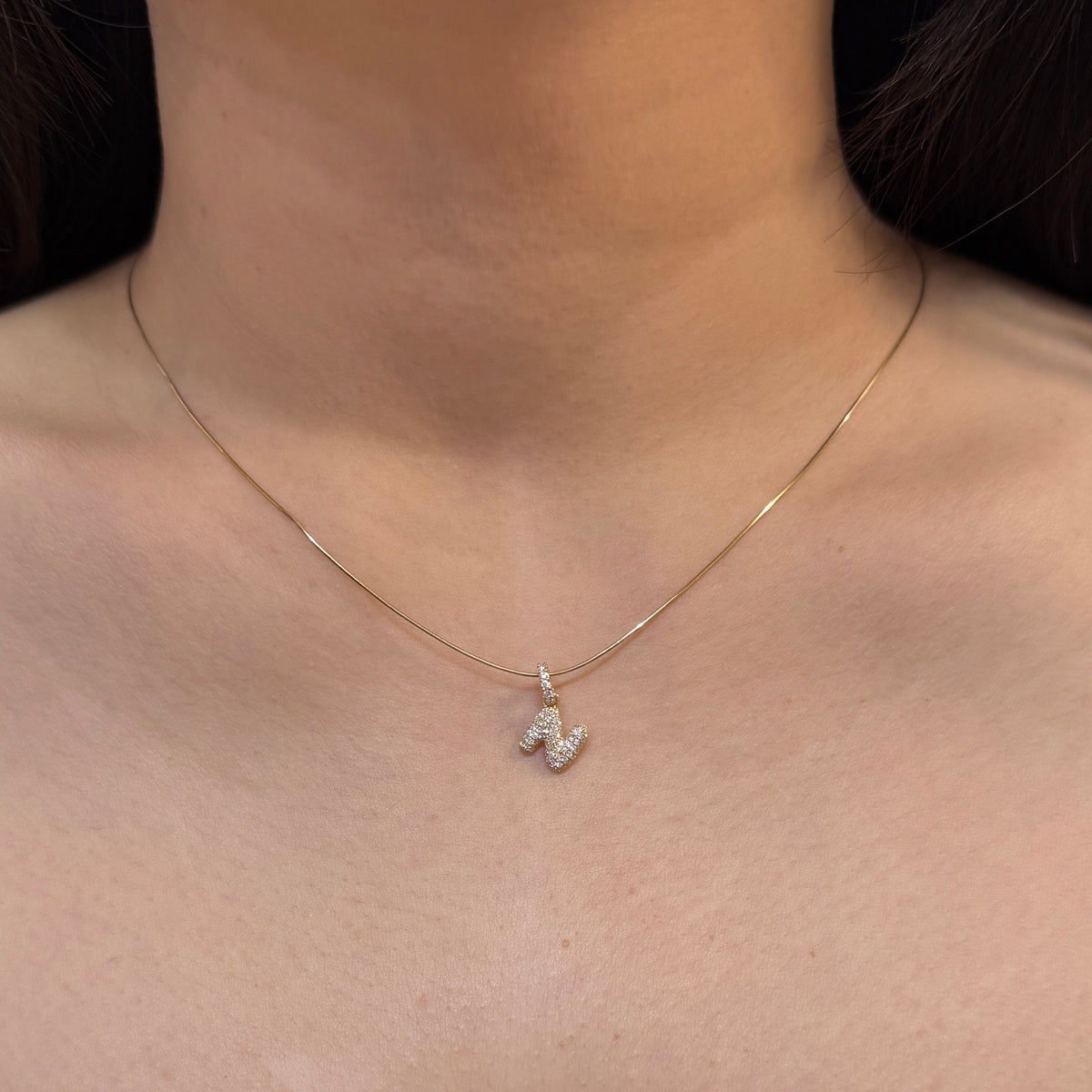 Lab diamond baby bubble initial open clip pendant