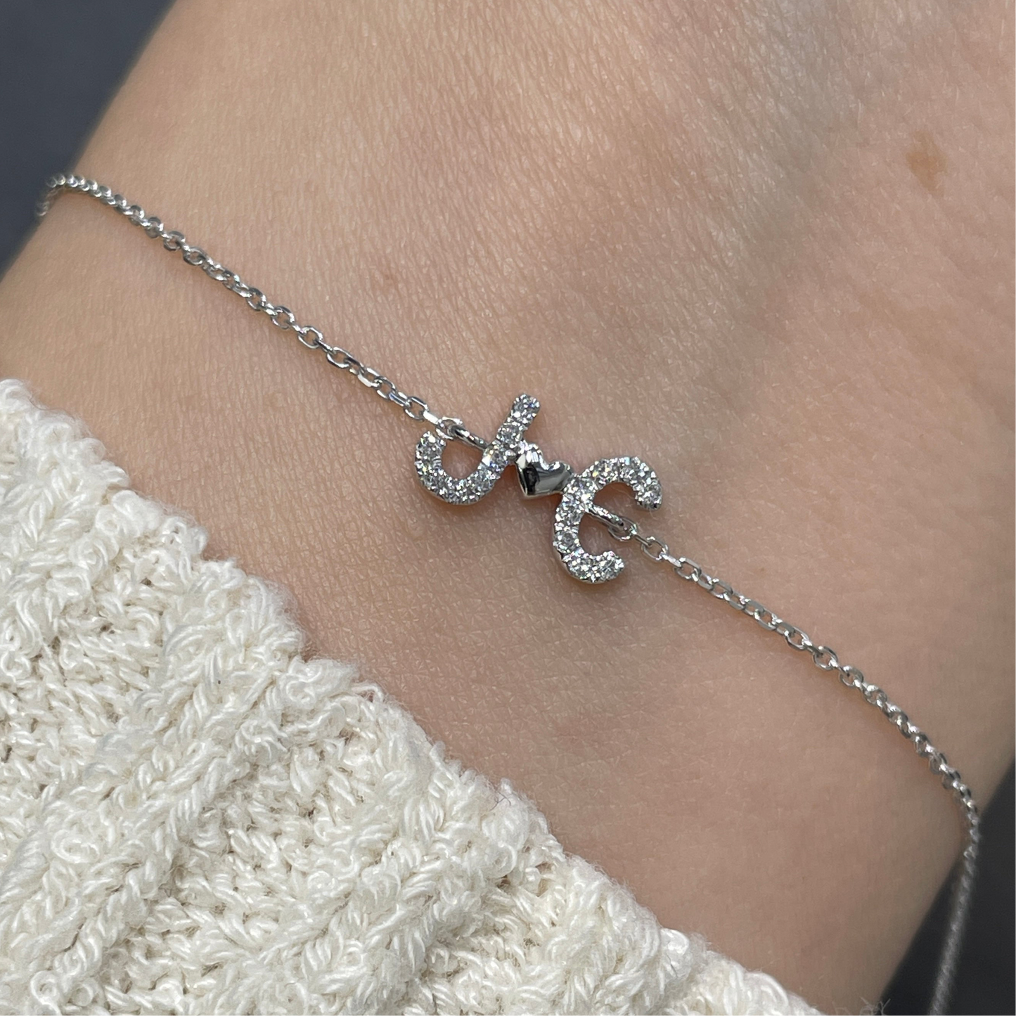 Lab diamond initial bracelet