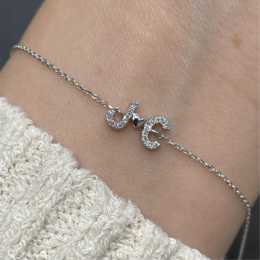 Lab diamond initial bracelet