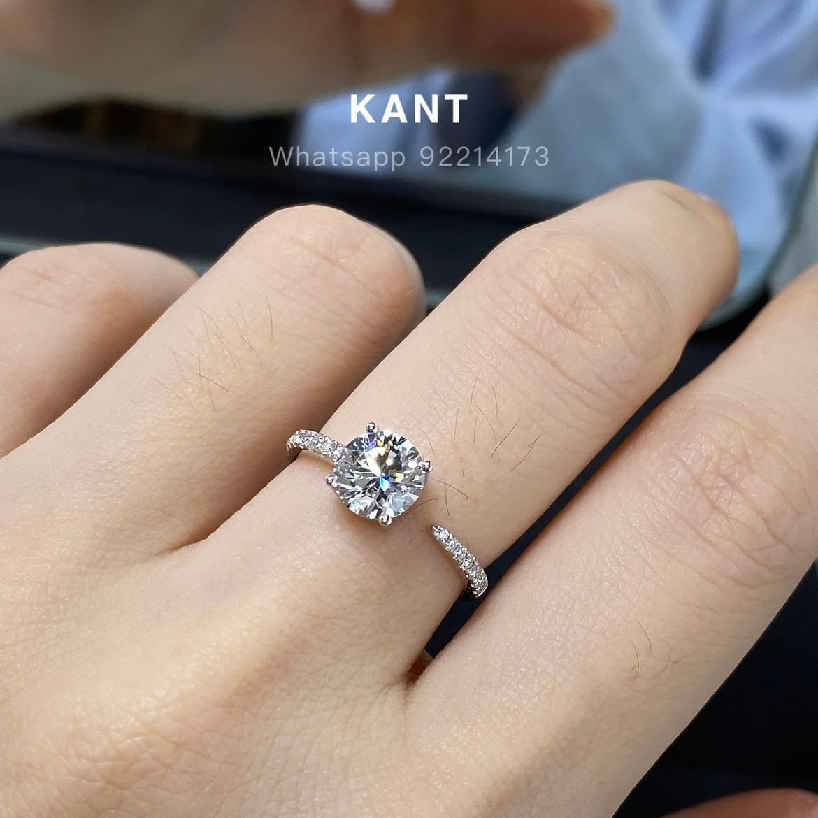 Lab diamond Round 1ct open pave ring