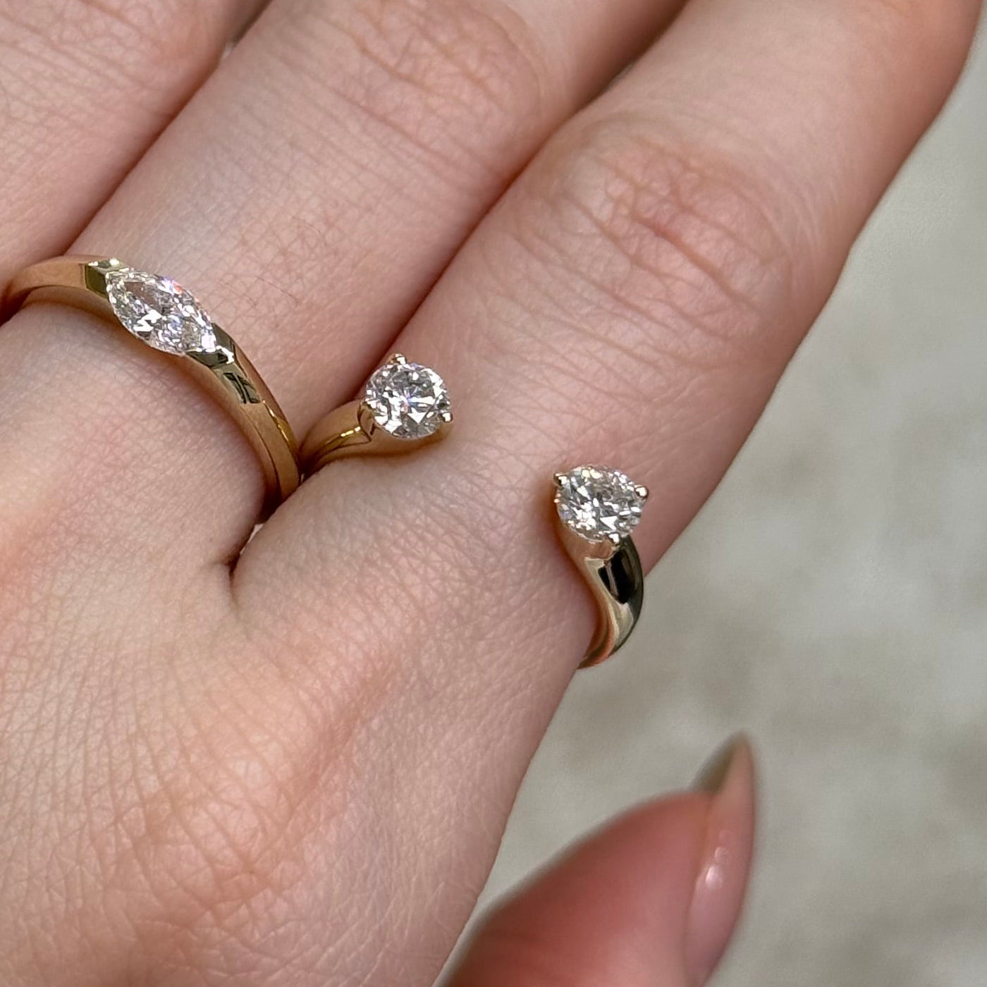 9K Lab Diamond round 0.6ct duo invisable open ring