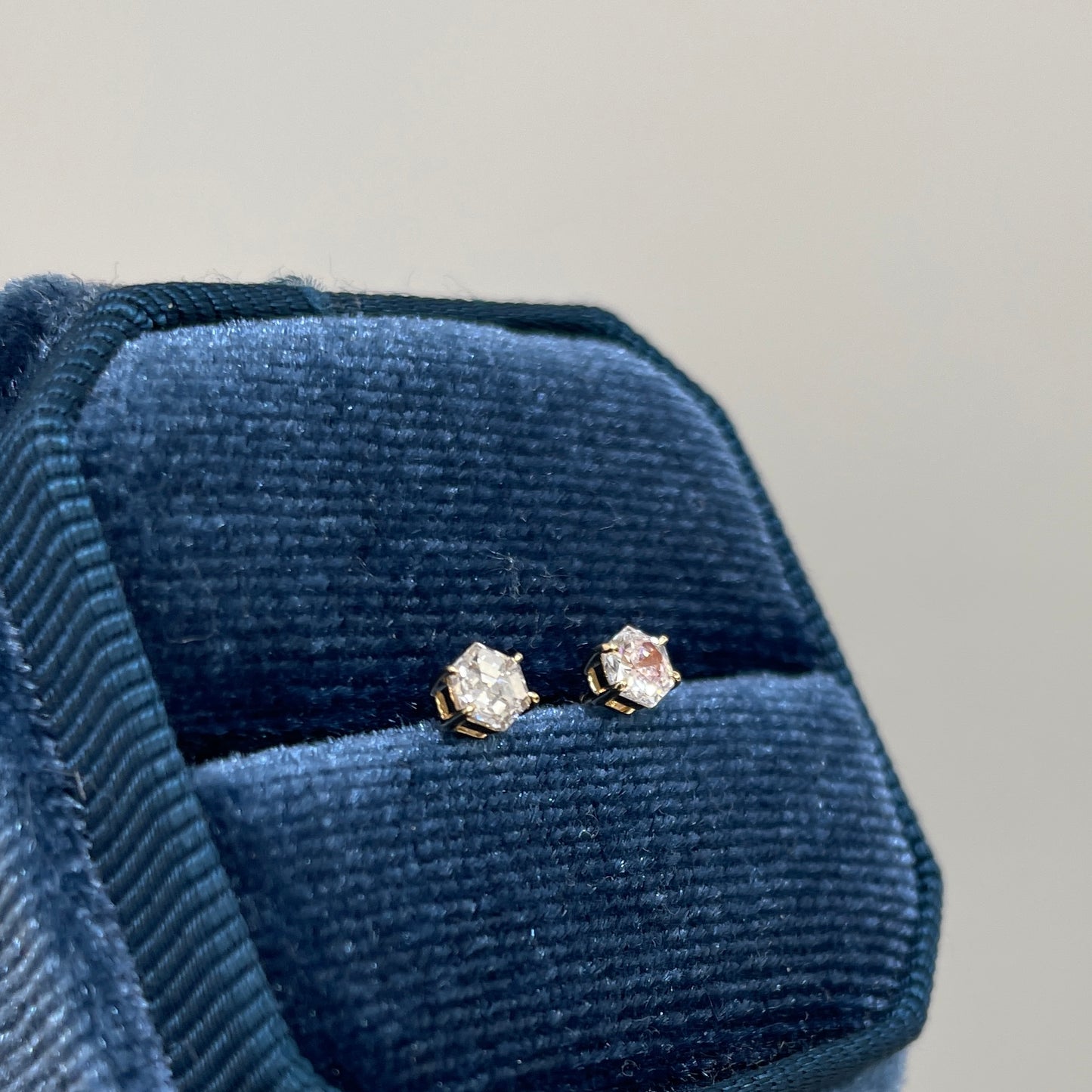 Lab diamond Hexagon cut 0.4ct stud earrings-pair