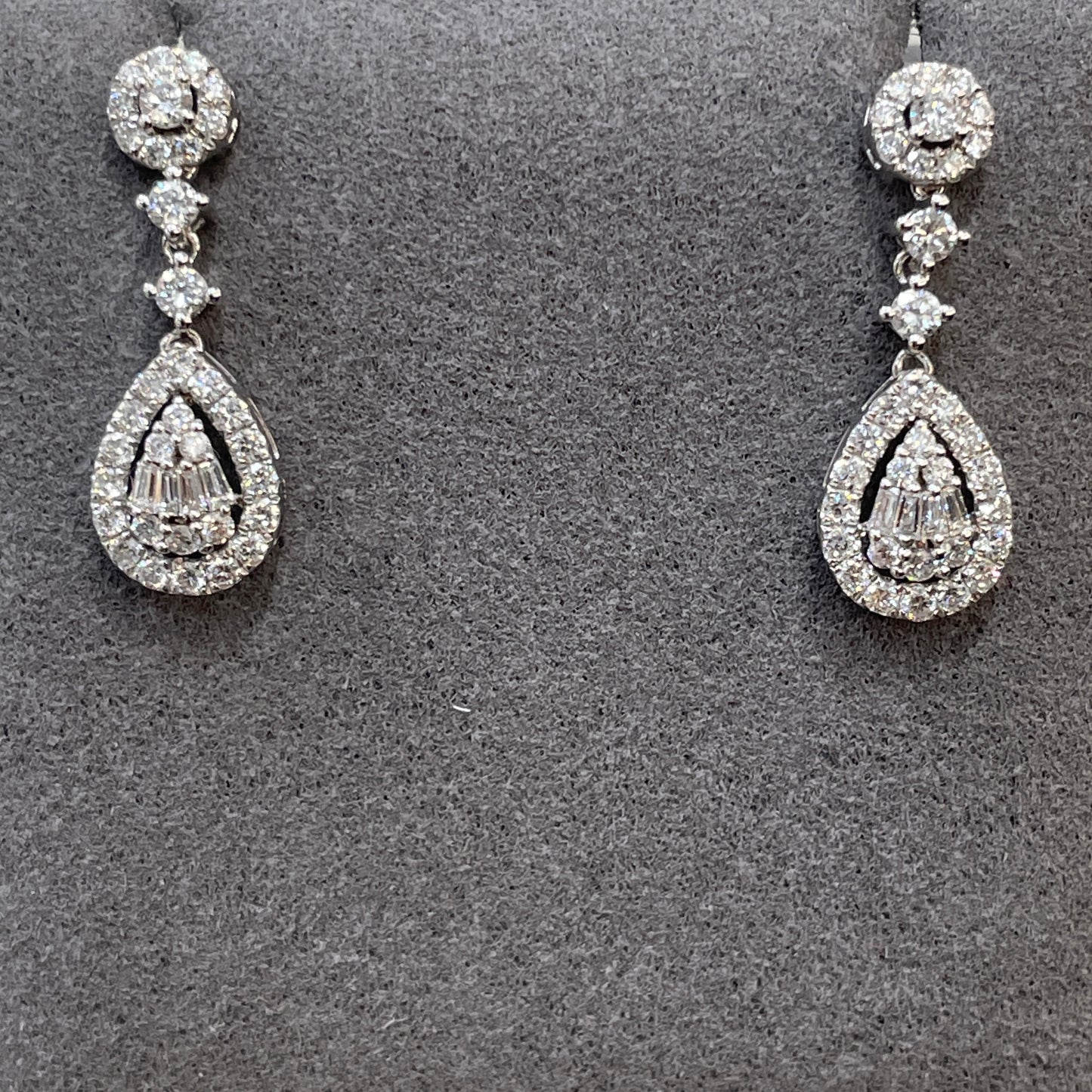 Lab diamond pear shape removable drop earrings-pair