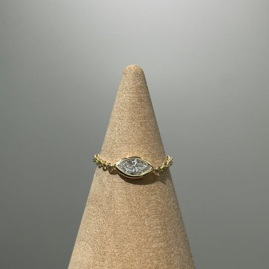 Lab Diamond marquise 0.2ct bezel chain pinky ring