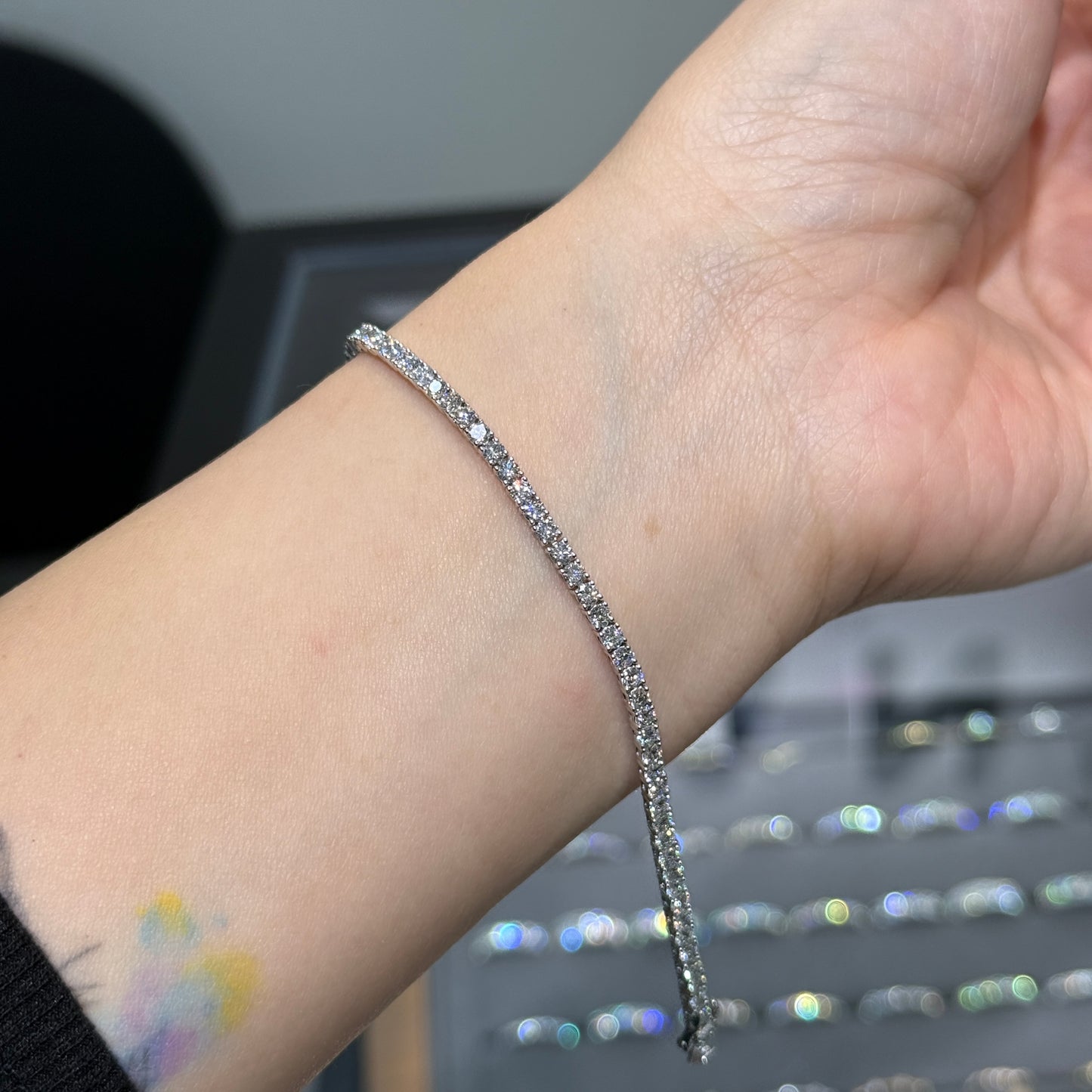 Lab diamond round 3.2ct four-prong tennis bracelet