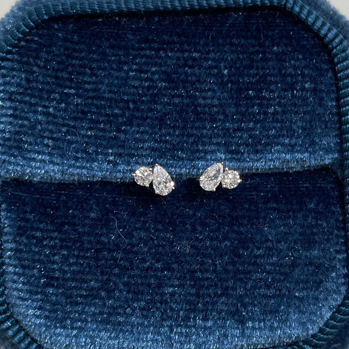 Lab diamond Pear and round toi et moi stud earring-each