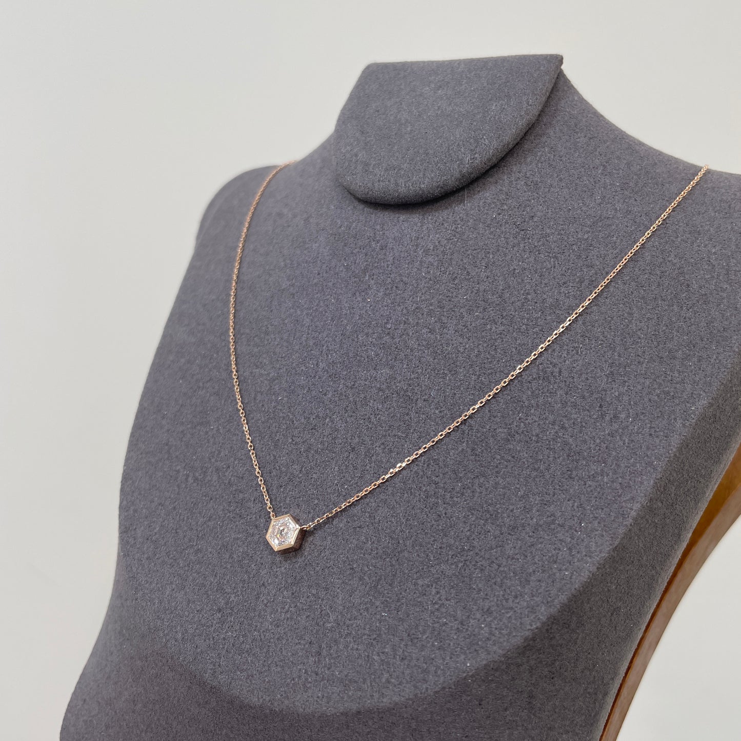 Lab diamond Hexagon 0.5ct bezel necklace