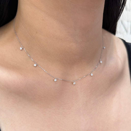 9k Lab diamond round 0.45ct dangling necklace