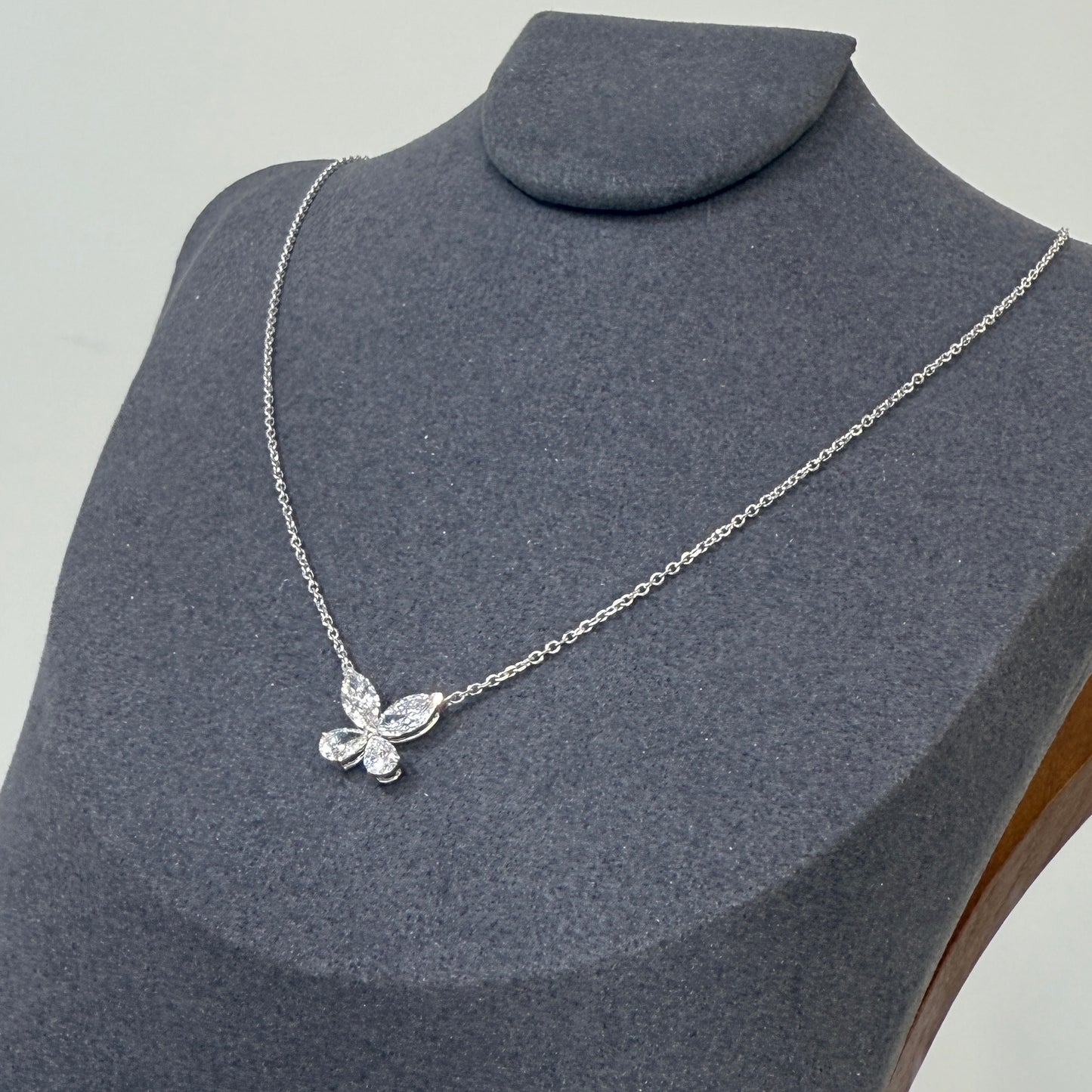 Lab diamond Marquise and Pear shape 1ct butterfly necklace