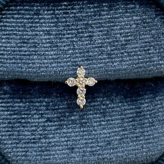 Lab diamond round 0.2ct cross stud earring-each