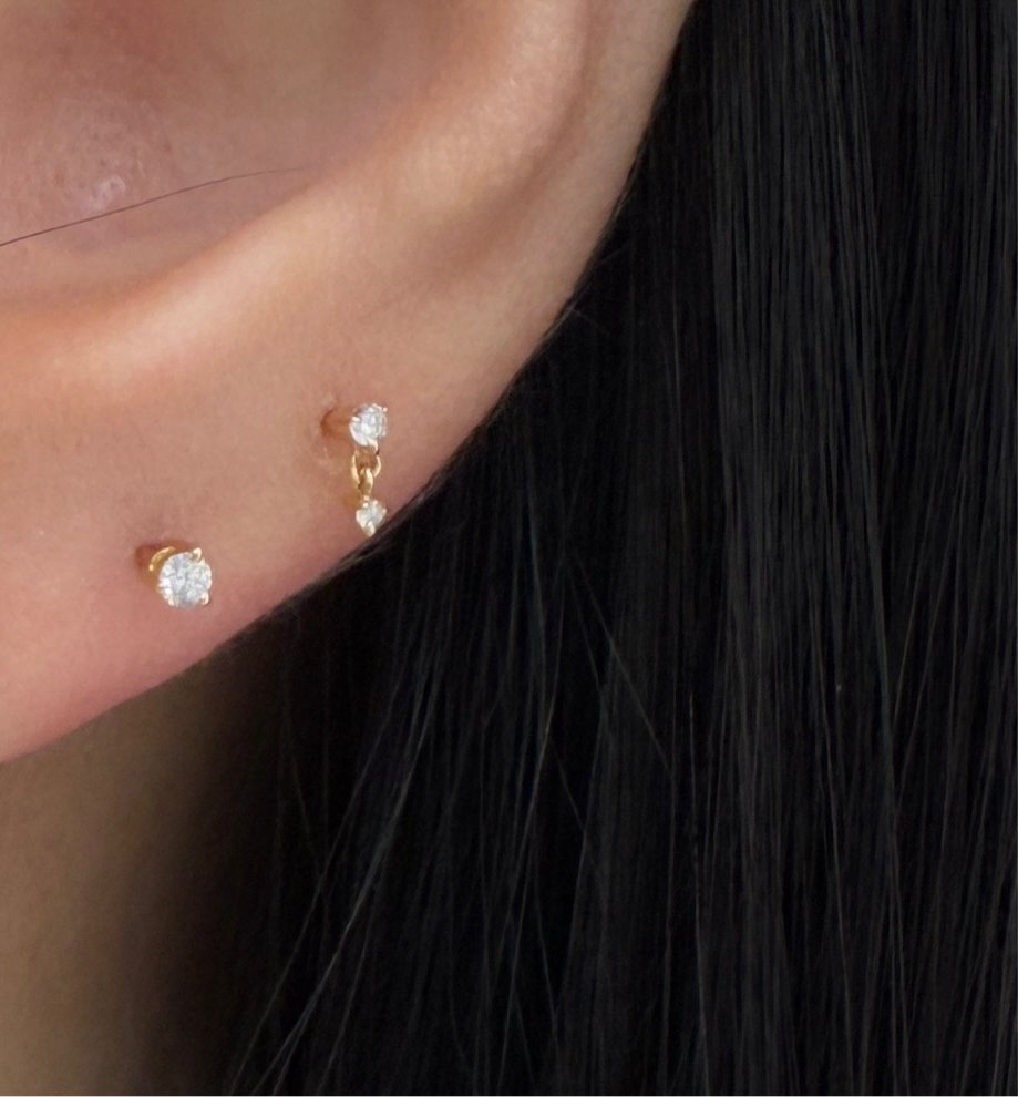 Lab diamond round swing stud earring-each