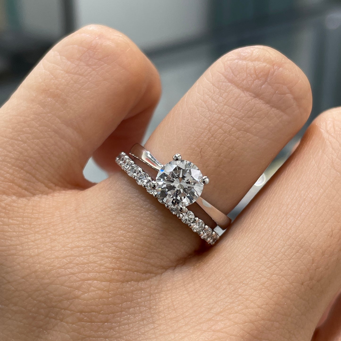 Lab diamond round 1.1ct classic four-prong solitaire ring