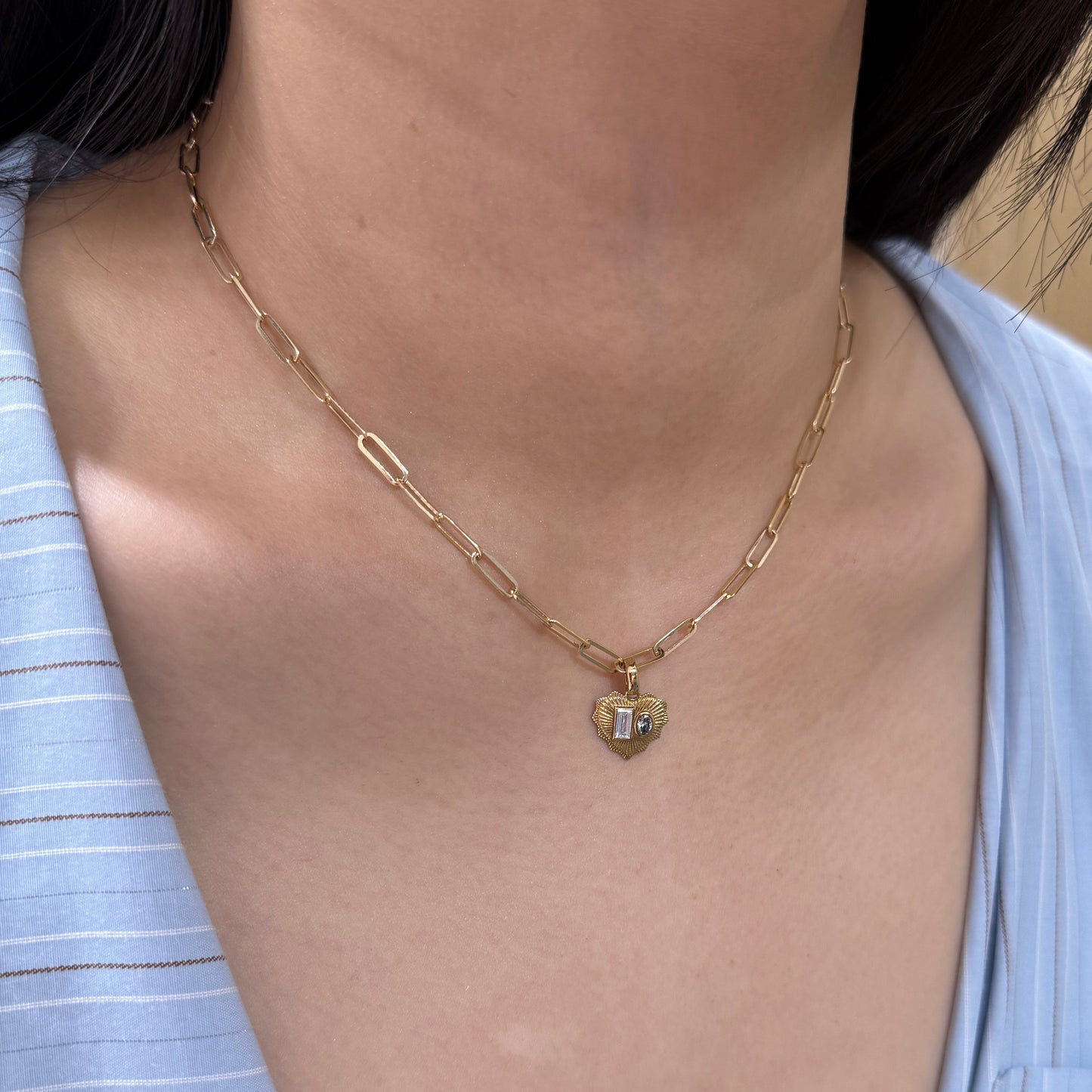9k paper clip necklace