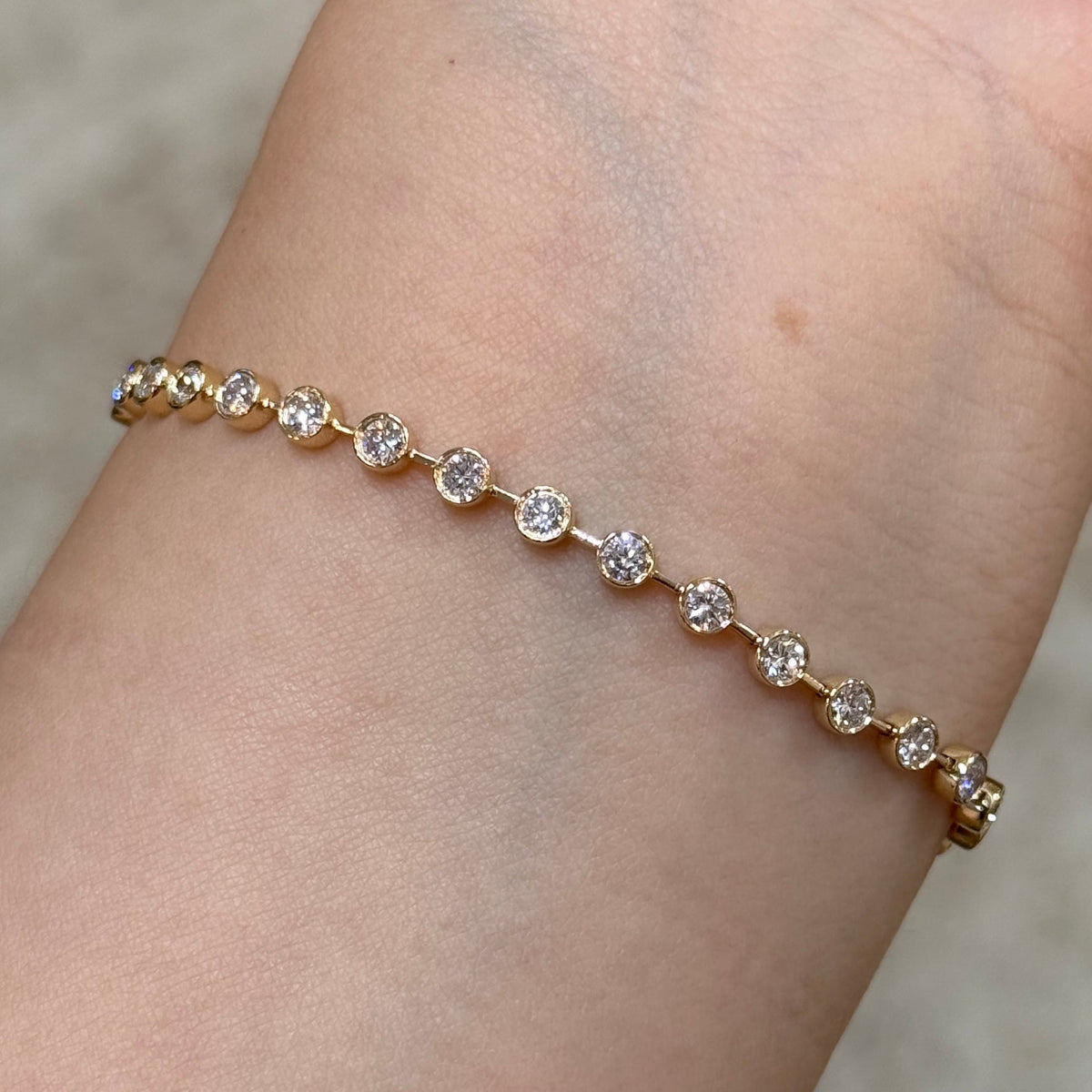 lab diamond round 2ct bezel tennis bracelet