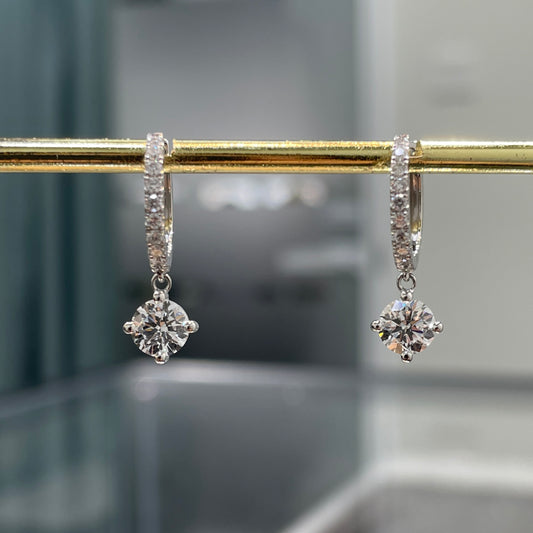 Lab diamond round 1.25ct 10mm huggie hoop earring-pair