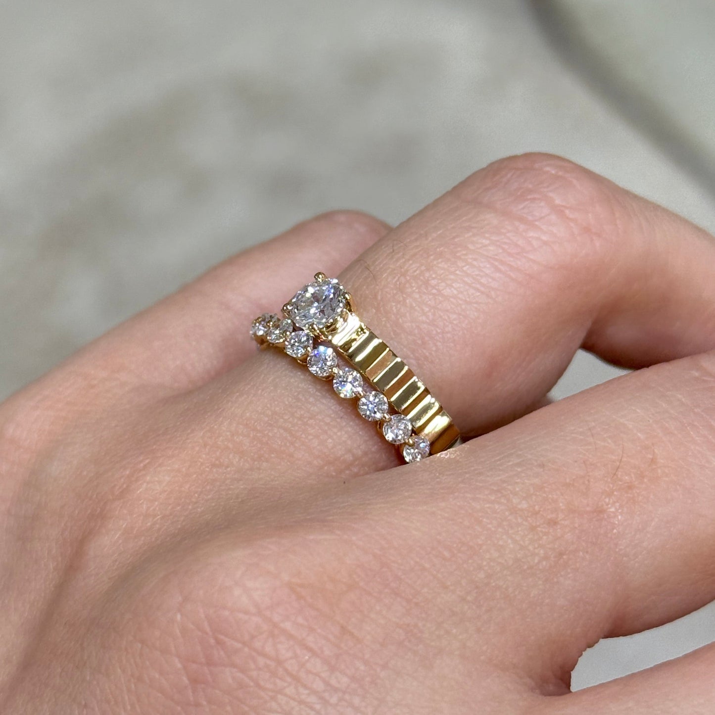 Lab diamond Round 0.5ct ladder ring