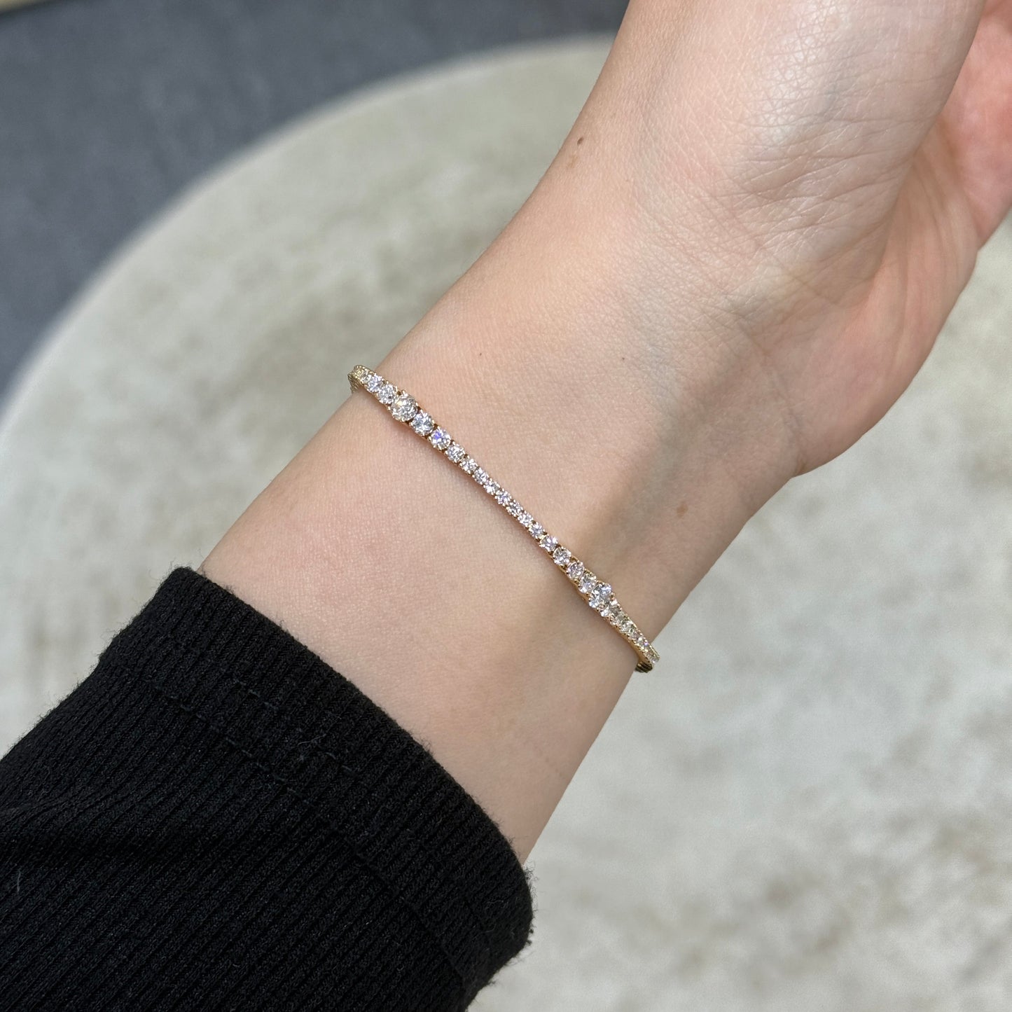 Lab diamond round 3.2ct four-prong wavy tennis bracelet
