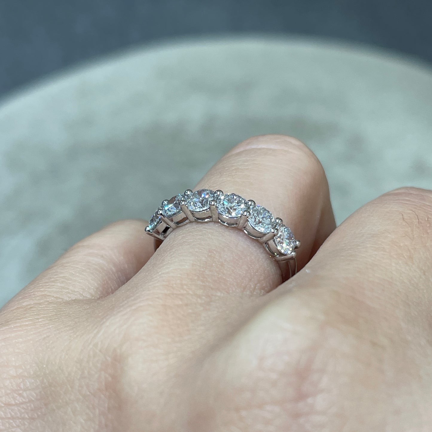 Lab diamond round 1.5ct half eternity ring
