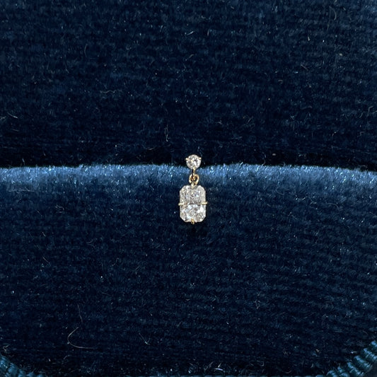 Lab diamond round and radiant cut 0.1ct stud swing earring-each