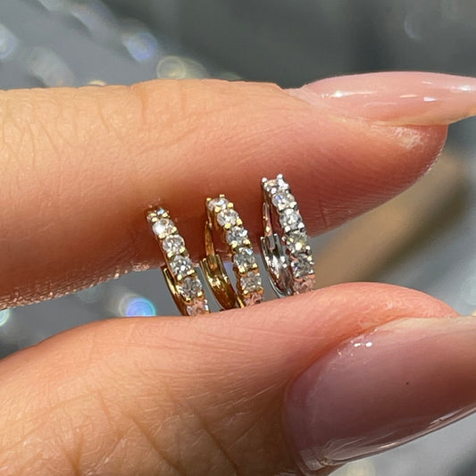 Lab diamond round 6mm hoop earring-each