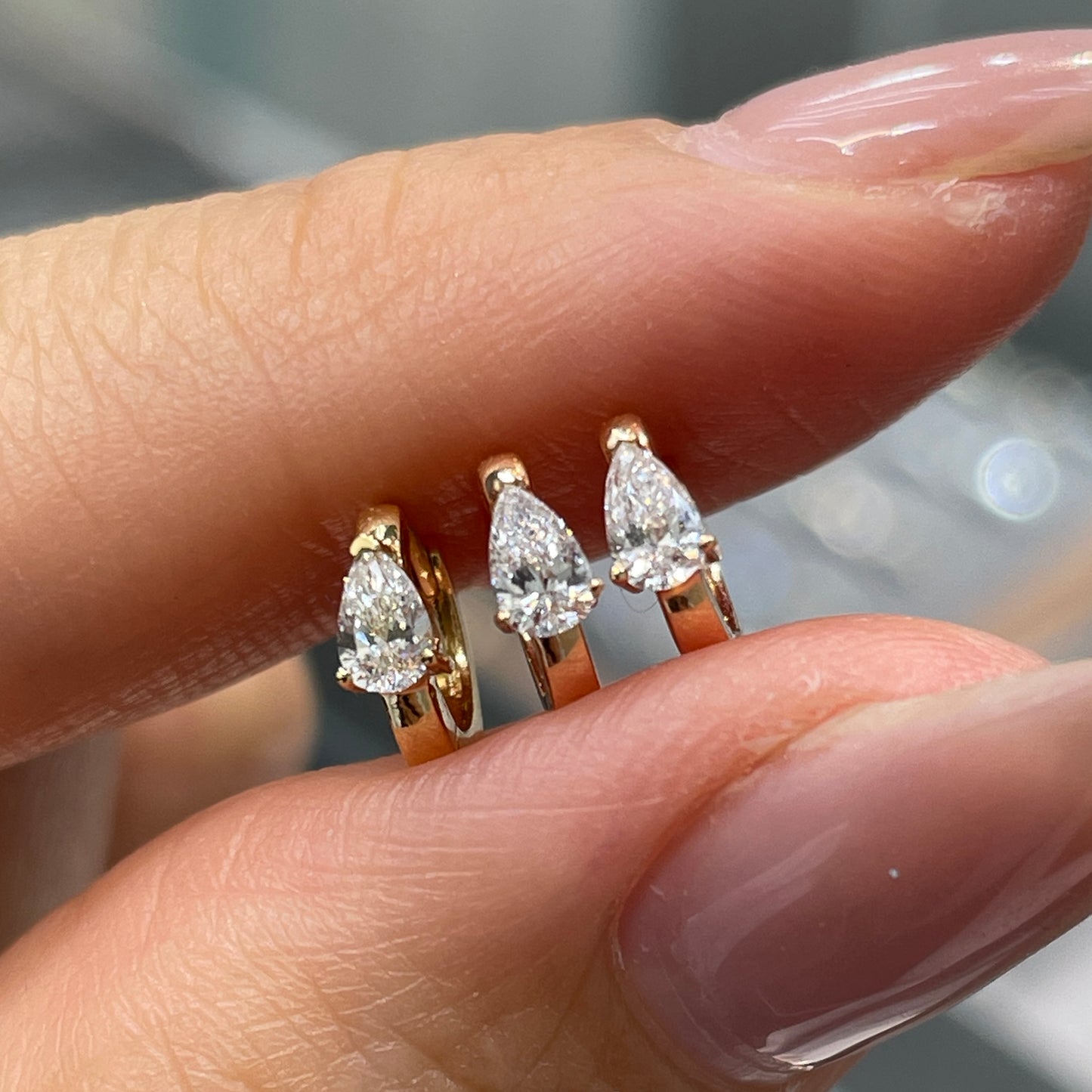 Lab diamond Pear shape 0.1ct 6mm hoop earring-each