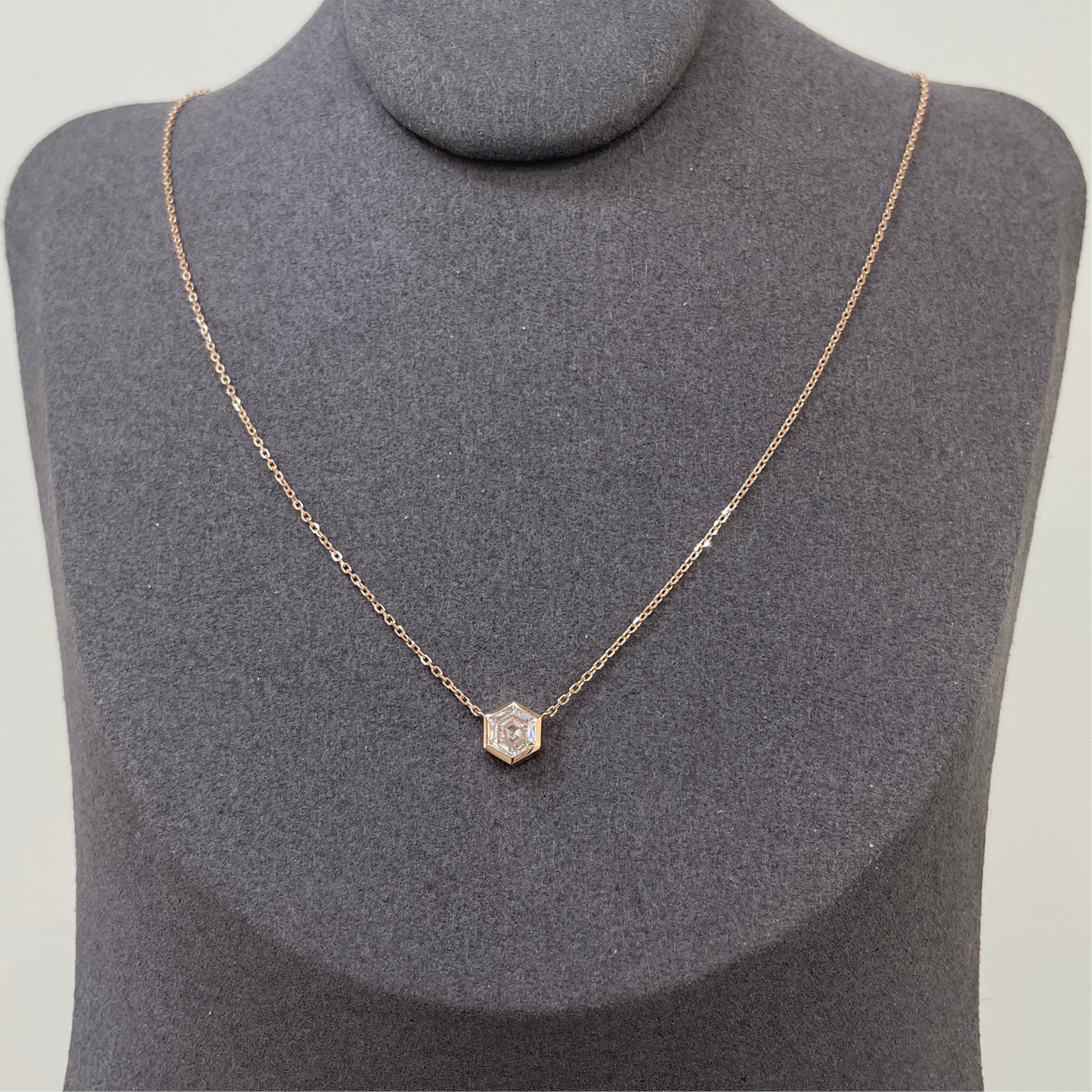 Lab diamond Hexagon 0.5ct bezel necklace