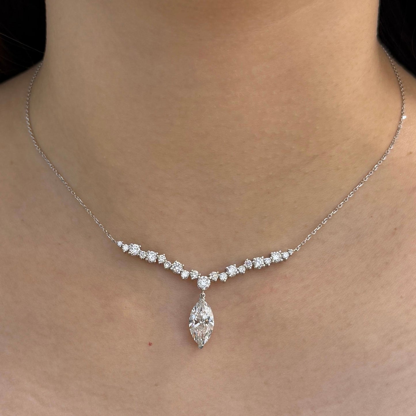 IGI Lab diamond marquise 2ct with 1ct diamond bar necklace