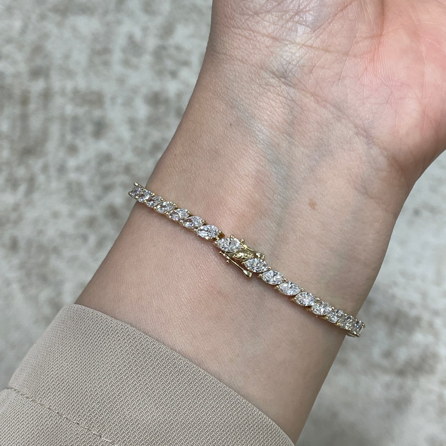 9k Lab diamond marquise shape 5.6ct tennis bracelet