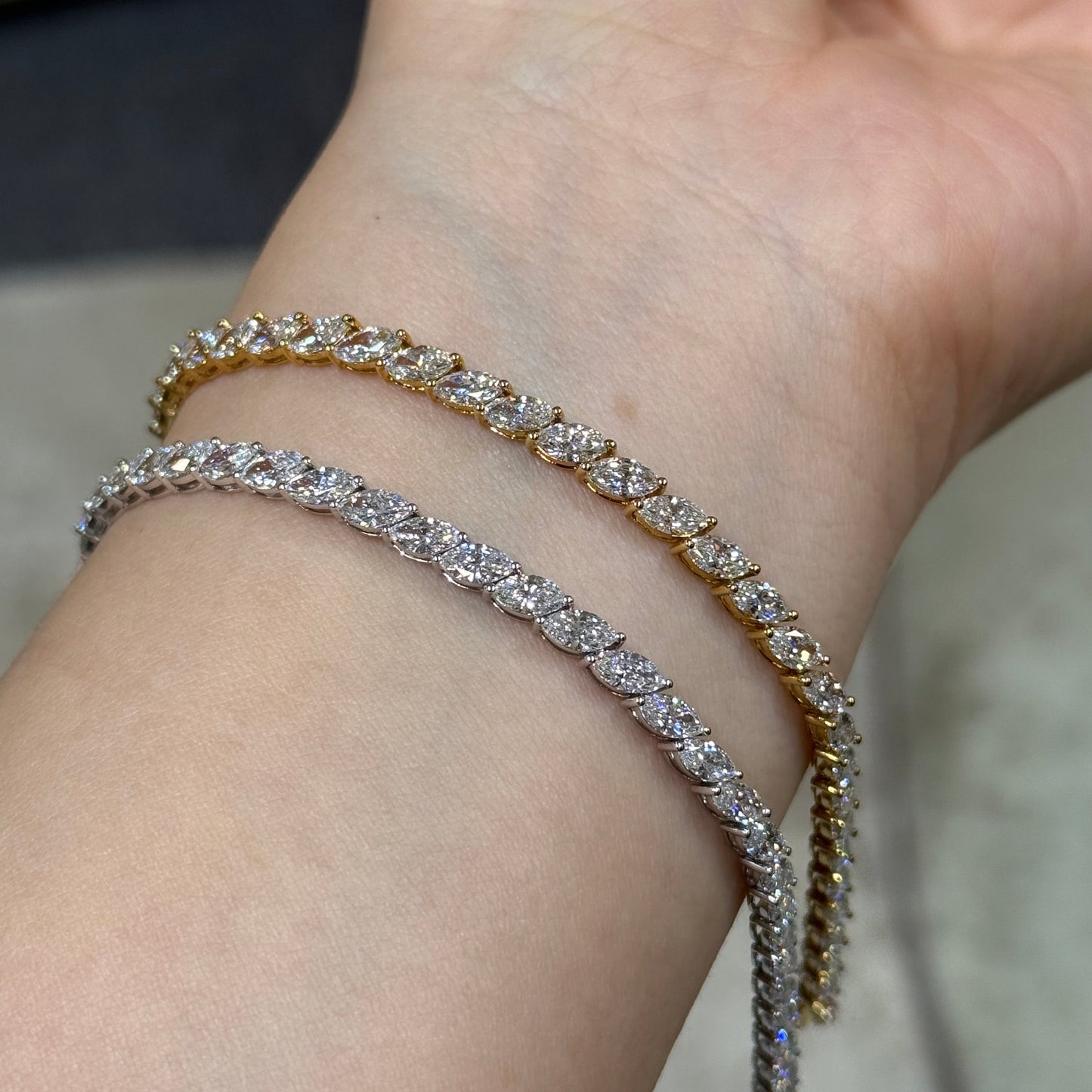 9k Lab diamond marquise shape 5.6ct tennis bracelet