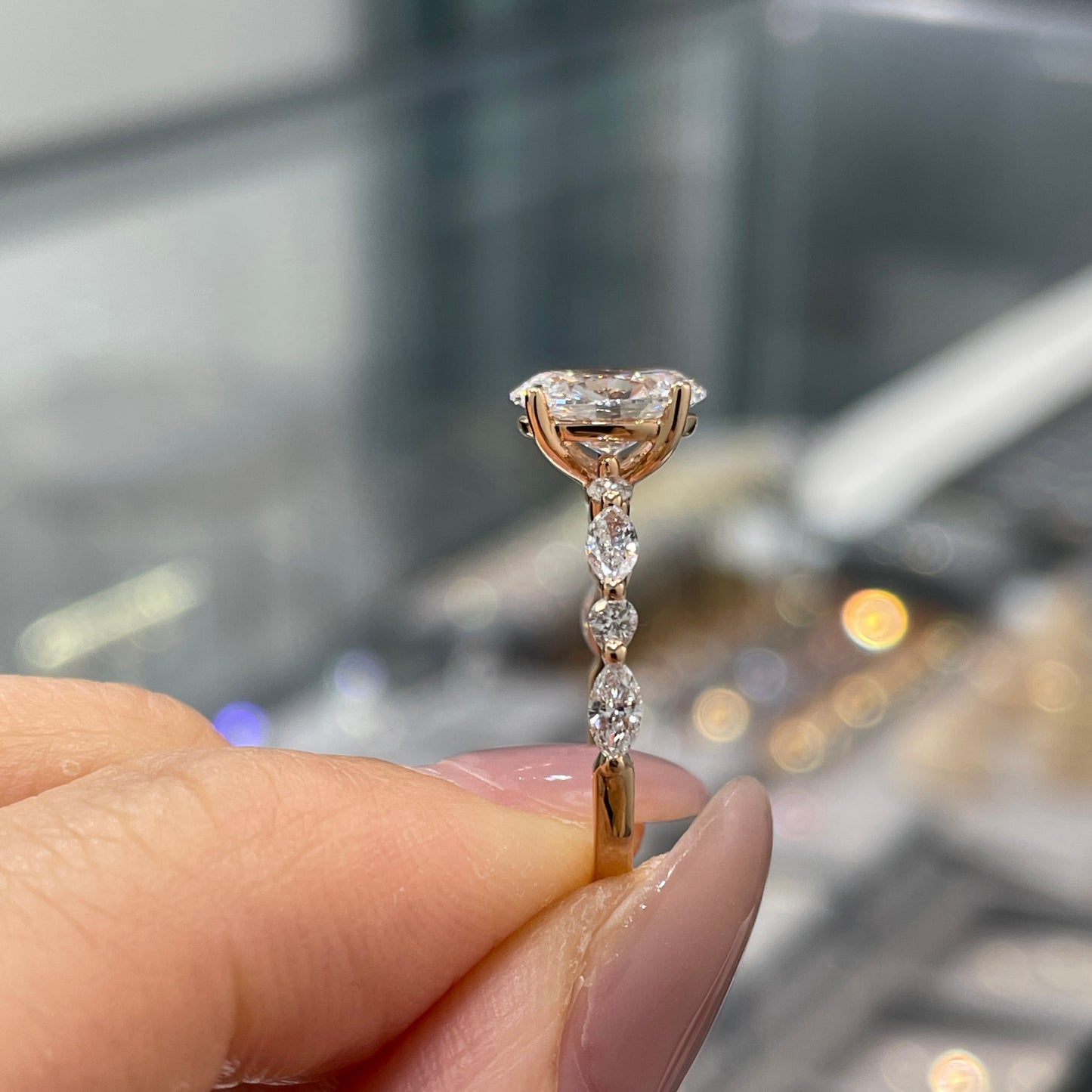 IGI lab diamond Oval 1.2ct marquise round mix pave ring