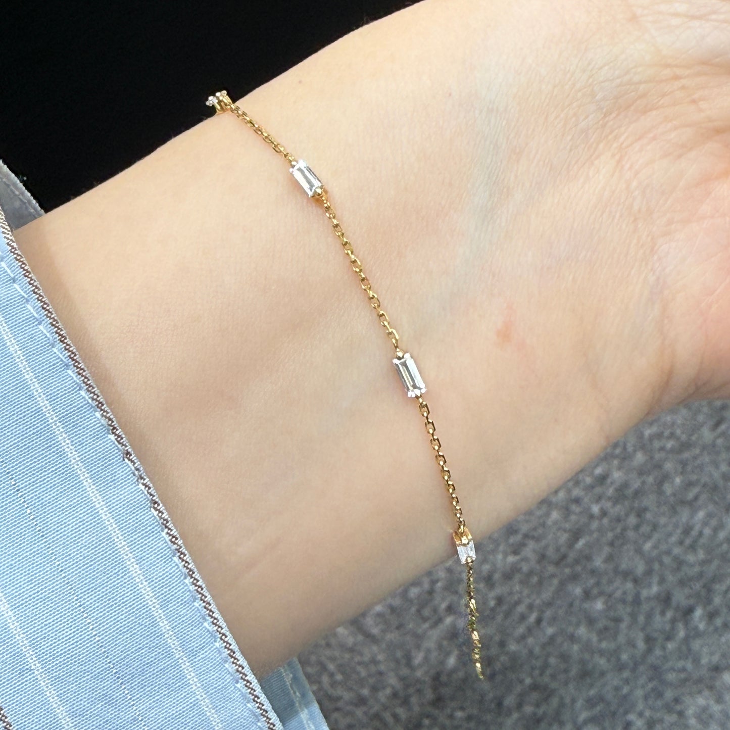 Lab diamond baguette cut 0.5ct five stone bracelet