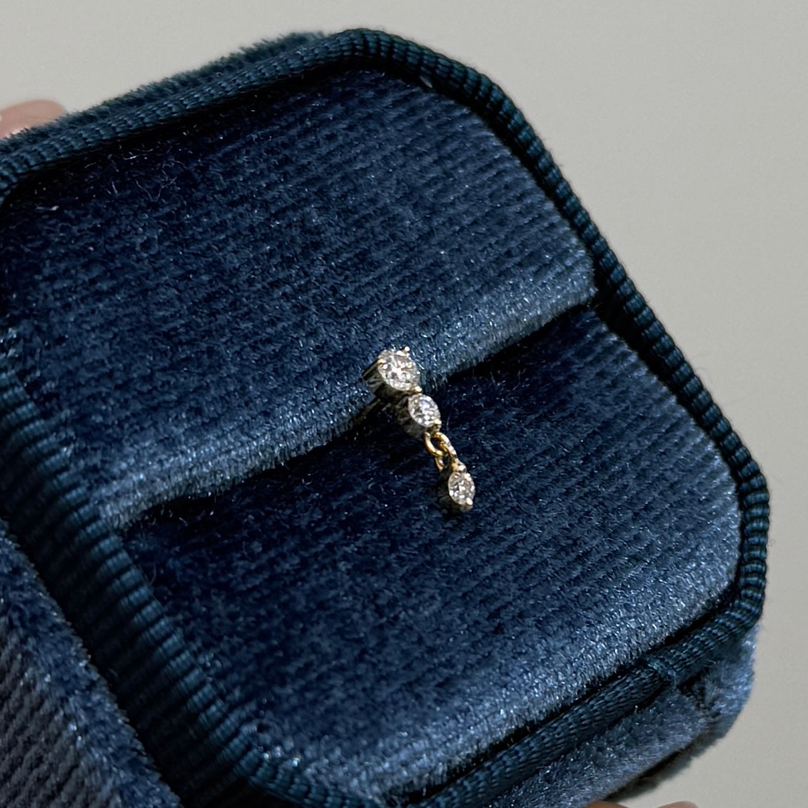Lab Diamond round trio  swing stud earring-each
