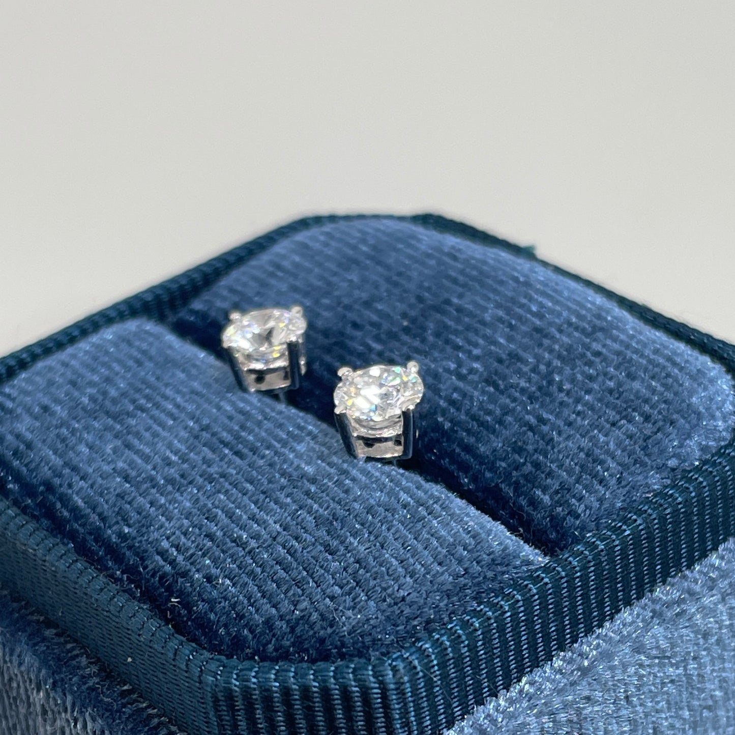Lab diamond round 1ct four-prong screw back stud earrings-each